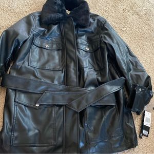 Black jacket faux leather women size medium